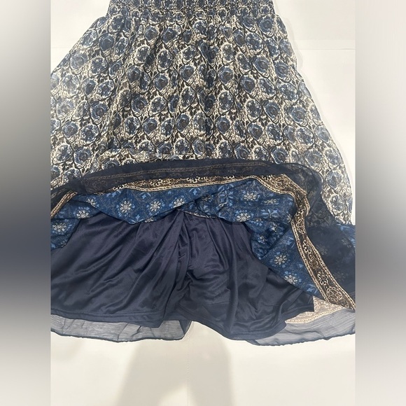 Aqua Bloomingdale’s Dress Ruffle Floral Pattern Small - Picture 3 of 14